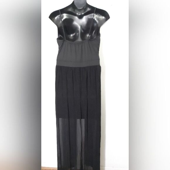 Red Dot Boutique plus size sheer mesh  embroidery chiffon high low maxi dress - Picture 3 of 5